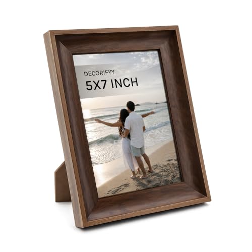 Image of Premium Walnut Brown 5x7 Inch Small Photo Frame | Table Top Display with Clear Plexiglass | Photo Frames for Table, Perfect for Home Decor, Wedding, Anniversary, Memories & Gifts