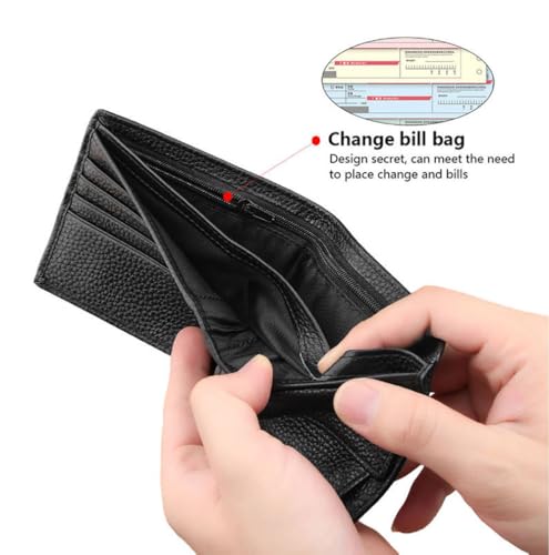 Men's Genuine Leather RFID Blocking Wallet - Anti-Theft & Anti-Magnetic, Large Capacity with Credit Card Slots, Coin Pocket Zippered Change Pouch for Daily Use3