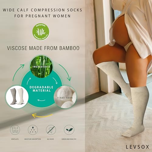 Image of LEVSOX Wide Calf Compression Socks for Women&Men Plus Size 15-20mmHg Knee High Large Support Stockings for Circulation