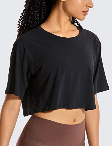 CRZ-YOGA-Womens-Pima-Cotton-Workout-Crop-Tops-Short-Sleeve-Yoga-Shirts-Casual-Athletic-Running-T-Shirts CRZ-YOGA-Womens-Pima-Cotton-Workout-Crop-Tops-Short-Sleeve-Yoga-Shirts-Casual-Athletic-Running-T-Shirts