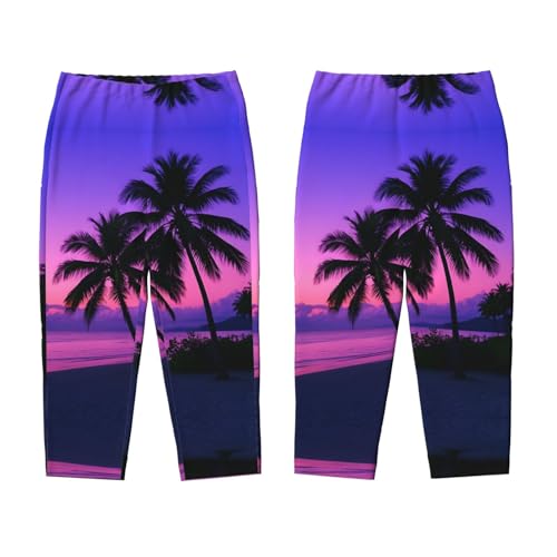 Pajama Pants Pajama Bottoms with Elastic Waistband Sleepwear Lounge PantsBeach Coconut Trees Sunset3
