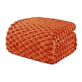 Exclusivo Mezcla Kuscheldecke Fleece Decke, Flauschige Sofadecke 150 x 200 cm, Jacquard-Überwurfdecke Wohndecke Tagesdecke, Warm & Leicht für Ganzjahreszeit, Orange