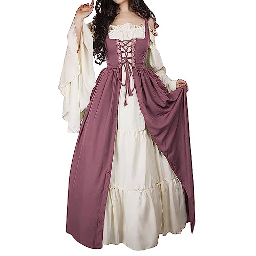 Robe médiévale courte pour femmes avec corset chic et cordon de serrage