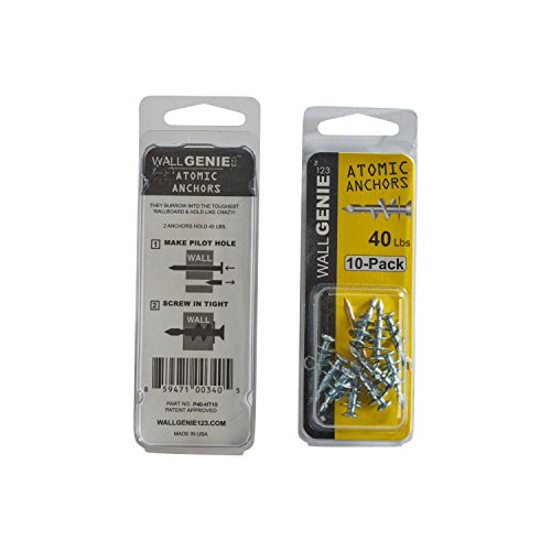 Image of Rok Hardware Wall Genie 123 Atomic Anchors Wall Augers, 10 Pack, 40 Pound Capacity Set