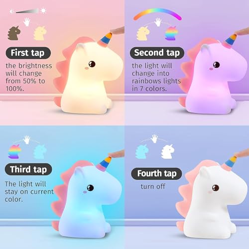 Unicorn Night Light Kids Unicorn Gifts for Girls, 16 Colours+Remote Control Baby Night Light Newborn Night Lamp, Battery Night Light Baby Girl Gift, Kids Night Light Bedroom, Kawaii Cute Room Decor