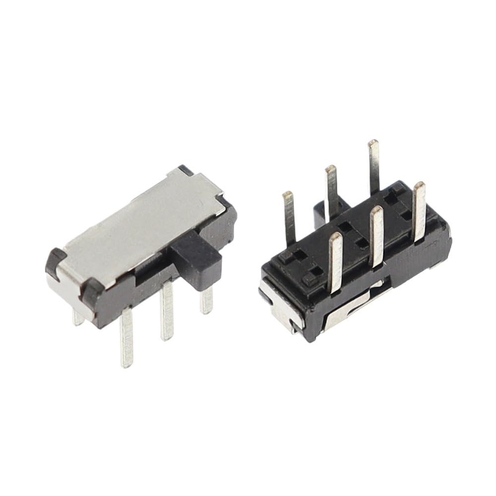 IDGTTLDF 20PCS Black 6 Pins Side Allocate Six Foot Directly Insert Miniature Tact Slide Toggle Switch
