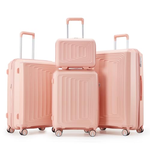 Luggage 4 Piece Sets(14/20/24/28), Hard Shell Ultra-Light Travel Suitcase Set With Spinner Wheels For Men Women