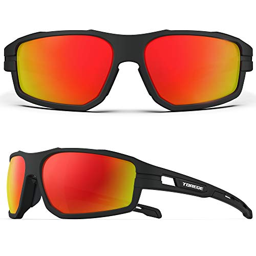 Polarized Sunglasses for Men, Sunglasses for Men, UV Protection Sunglasses for Women for Cycling Fishing Trekking TR31 VOLADOR (matte balck frame & black red lens)