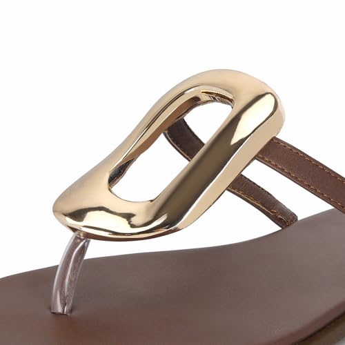 Image of Wnshonzy Flip-Flops for Women Thong Sandals Flat Slip on Slides Beach Comfort Open Square Toe Ladies Slipper Dressy Metal Hardware Decoration Summer Shoes Casual Fashion