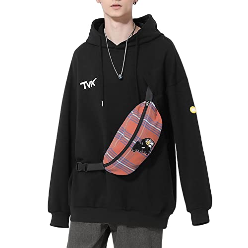 Unisex Graphic Typography Print Loose Fit Pullover Sweatshirt With Removable Bum Bag Crewneck Hoodies