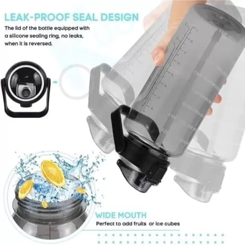 Image of Set of 3 Transparent Water Bottle 2000ML, 900ML, 300ML with Motivational Time Marker | Leak Proof&Break-Proof | Best Usage For Office /School /Gym /Travel Water Bottle
