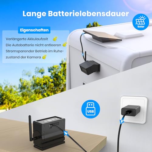 AUTO-VOX Solar Rückfahrkamera Kabellos Set mit IR Nachtsicht, 7' 1080P Funk Digital...