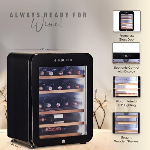 Image of ROCKWELL 23 Bottle Wine Cooler, 65L Freestanding Refrigerator, Digital Temperature Control Fridge for Red, White, Champagne, or Sparkling Bottle (RWNS23)