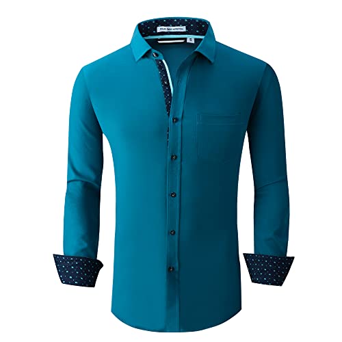 Alex Vando Mens Dress Shirt Wrinkle Free Regular Fit 4-Way Stretch Button Down Shirts
