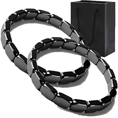Genérico Pulsera Hematita Hombre, 2Pz Pulsera, 2026 Nueva Pulseras Curativa Piedras Hematitas Restaura la Confianza, Pulseras Hematites Que Aumentan Energía Joyería para Hombres Regalo