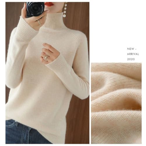 Women's Solid Turtleneck Cashmere Knit Sweater，Wool Fall Winter Casual Long Sleeve Sweaters Crew Neck Pullover2