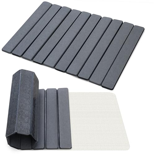 Image of Yellow Weaves Foldable Stone Bath Mat, Diatomaceous Earth Shower Mat, Non-Slip Super Absorbent Quick Drying Bathroom, Kitchen Floor Mat, Easy to Clean (60x40 cm - Sandstone Dark Grey)