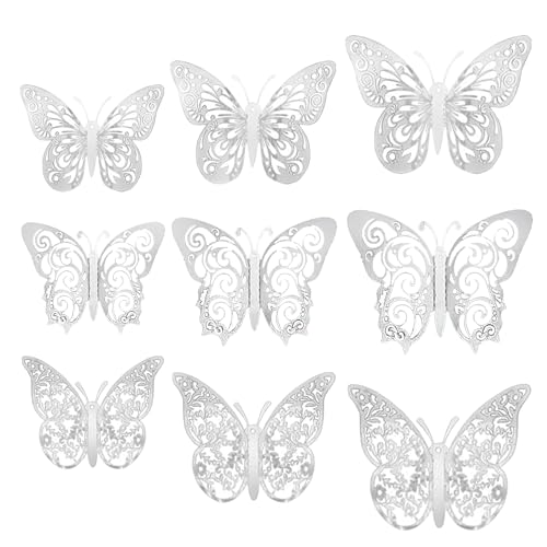 36 Pcs Butterfly Cupcake Decorations Openwork Silver Butterfly Decoration Birthday Party Decorations Women Men Children Birthday Party Decoration Supplies