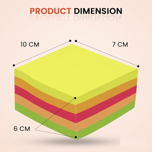 Image of Cubic Multicolour Sticky Notes - 400 Sheets | 5 Bright Colours (80 Sheets Each) | Self-Adhesive, Removable & Residue-Free Memo Pads | Ideal for Notes, Reminders, Planning, Study & Office Use