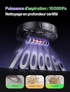 Vexilar W15 Robot aspirateur Laveur 10,000Pa avec Station sans Sac Vidage Automatique, Navigation LiDAR & Cartographie,180Min, Connecté par Remote/APP/Alexa,Idéal pour Tapis Poils d'animaux