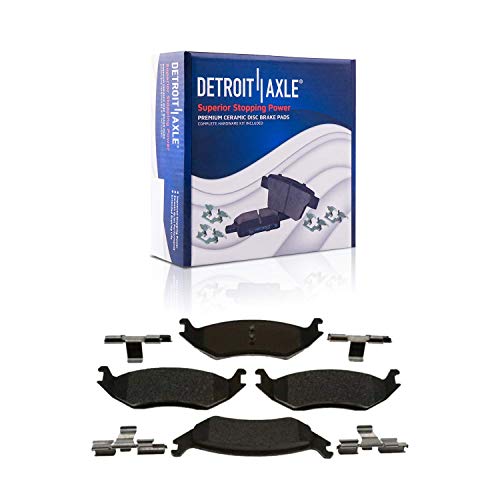 Image of Detroit Axle - Brake Kit for 2006-2010 Dodge Ram 1500 2007-2009 Durango 2009 Chrysler Aspen, Drilled & Slotted Disc Brake Rotors Ceramic Brake Pads w /Hardware Wheel Lug Nuts Replacement