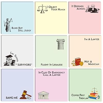 Lawyer Sticky Notes Gifts - 9 PCS Funny Attorney Notepads 3x3 Inches, Lawyer Gifts for Women Men, Law Self-Stick Memo Pads, Legal School Office Supplies for Students Coworkers (450 Sheets)