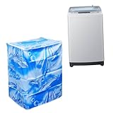 RORPOIR 防水洗濯機カバー 58×55×87cm 全自動洗濯機用 波模様デザイン 防塵 防水 Uvカット 機器保護カバー