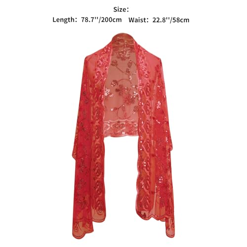 inhzoy Shiny Sequins Mesh Scarf Shawls Wrap 1920s Vintage Shoulder Shrugs Cape Dress Accessory3