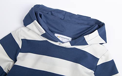 Mud Kingdom Little Boys Pullover Hoodie Sweatshirt With Kangaroo Pocket Fashion Colorful Printed Blue Stripes Size 8-9 #TOP2