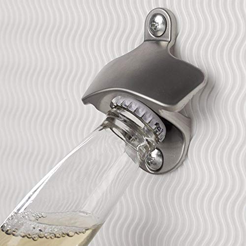 Wall Mounted Bottle Opener With Free Stainless Steel Mounting Screws,Vkermury Wall Hung Beer Opener For Bar Or Kitchen - Silver #TOP3