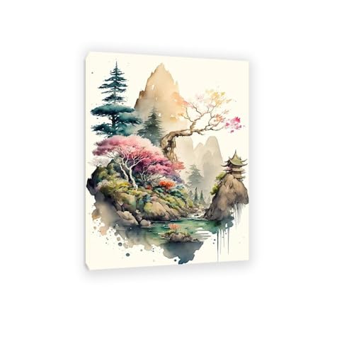 Toile paysage style japonais MOBYAT pour habiller un mur vide moderne