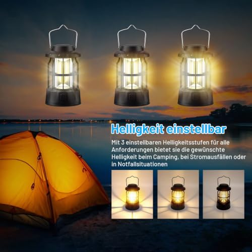 Guijiyi 2 Stück LED Campinglampe Tragbar, Camping Laterne Batteriebetrieben Campinglampe, IPX4 Wasserdicht Campinglaterne… – Ansicht 3