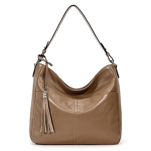 Image of YALUXE Women's Real Leather Shoulder Bag Hobo Handbag Purse Crossbody Bag