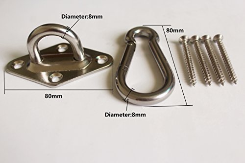 Image of MHMYDZ 1000 lb Capacity Heavy Duty Hammock Hanging kit Ultra Durable Hooks Carabiners for Hammock Stand Hammocks Swing Chair,Multiple Indoor Outdoor Suspension Ceiling Hooks (Pack of 2)