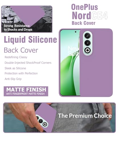 Image of LIRAMARK Liquid Silicone Soft Back Cover Case for OnePlus Nord CE4 5G (Lavender)