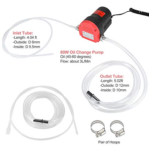 HONGNAL 80w Oil Change Pump Extractor Electric 12v for Boat/Car/Lawn Mower 12V Oil Extractor Pump Marine for Changing Diesel Fluid Scavenge Suction Oil Transfer Pump Kits for Jet Ski, Truck, RV, ATV