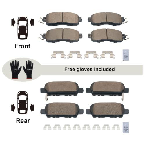 Image of HUSCH Front & Rear Ceramic Brake Pads Fit For Nissan Altima, For LEAF | Clean Wheels, Quiet, Short Braking Distance, Responsive Braking, Long Service Life, for Various Weather, Road Performance