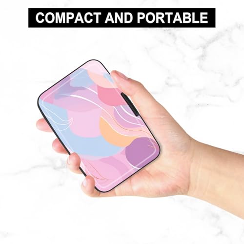 Image of Card Holder Credit Cards Holder for Women RFID wallet women Business Card Holder Wallet Mini Aluminum Card Wallet RFID Blocking Slim Metal Hard Card for Women, Wave Pattern