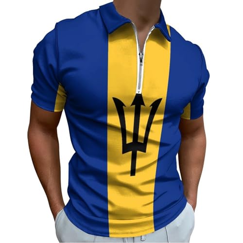 Polo Homme Barbade T-Shirt Zippé Bleu - Vêtement de Sport Manches Courtes
