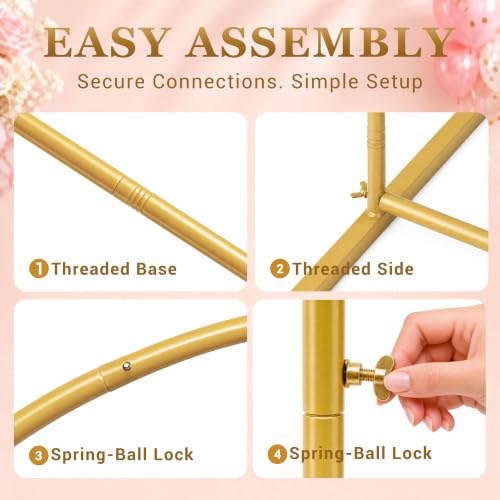 Image of GRENTY Wedding Arch Backdrop Stand Set of 3, 7.2FT, 6.6FT & 6FT Gold Metal Balloon Arch Frame for Flowers, Wedding Ceremony, Birthday, Baby Shower and Party Decor