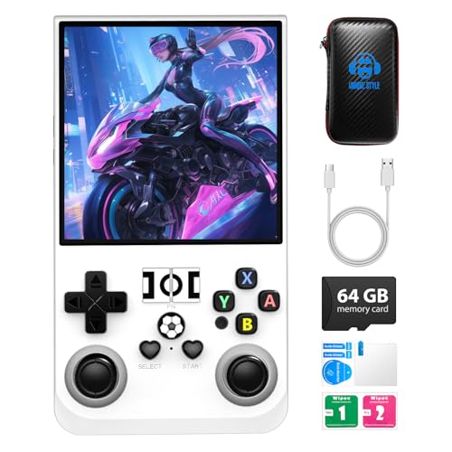 Image of R36MAX Retro Handheld Game Console - 64GB Preloaded Classic Video Games, Support 30+ Simulators, Linux-Powered Portable Game Emulator Console with 4.0-in HD IPS Screen (White)
