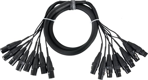 Pronomic Stage MX8/0-1,5 Sub-Multicore XLR 1,5m - 8-fach Multicore Male auf Female - Nummerierte Steckverbinder aus Metall - Ideal für Tonstudio und Bühne - Länge: 1,5 Meter - Schwarz