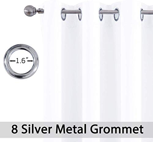 Yakamok Room Darkening Pure White Curtains with Grommet, Thermal Insulated Drapes for Living Room, 52x108 Inch, 2 Panels