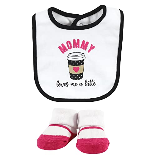 Image of Hudson Baby Unisex Baby Cotton Bib and Sock Set, Mommy Latte, One Size