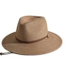 FURTALK Womens Summer Straw Sun Hats Wide Brim Panama Fedora Beach Hat with Wind Lanyard UPF 80+ Coffee Brown