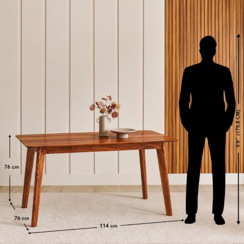 Image of UK FURNITURE Alexaa Solid Sheesham Wood 4 Seater Dining Set | Wooden Dining Table Set with Cushioned Chairs for Dining Room Home & Office, Hotels Restaurant - Honey B4s