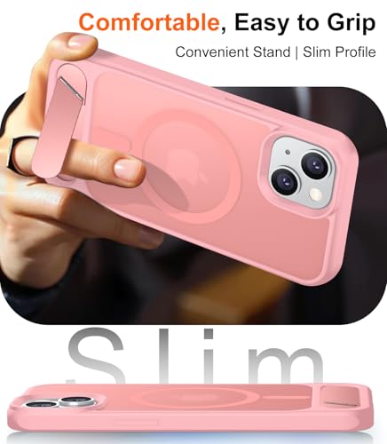 Image of Magnetic Compatible with iPhone 15 Case, [Built-in Invisible Kickstand][Compatible with MagSafe] [Military Grade Shockproof] Slim Translucent Matte Phone Case for iPhone 15 6.1 inch