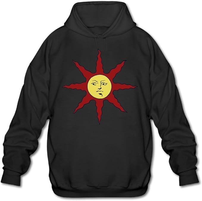 Sun Logo Print on Black Pullover Hoodie