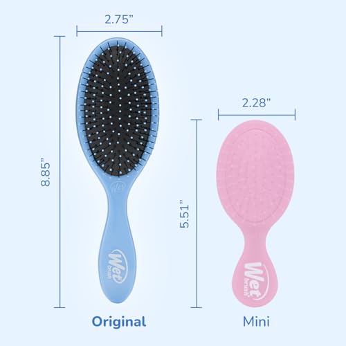 wet brush detangling brush original detangler brush sky - wet amp dry tangle-free hair brush for women amp men - no tangle soft amp flexible bristles for straight curly amp thick hair