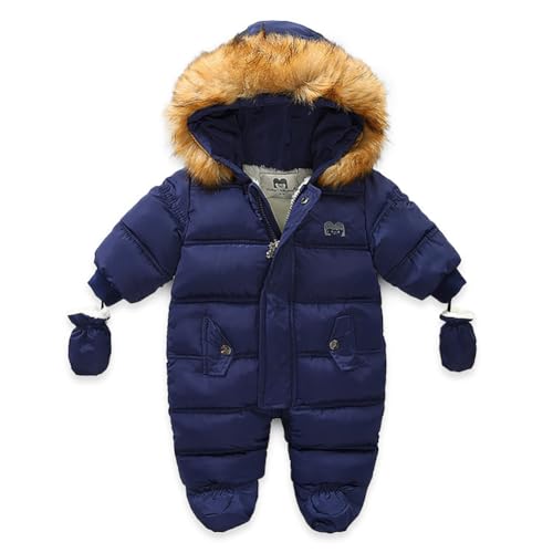 EUBUY Baby Kids Winter Romper, Infant One Piece Kids Hooded Romperwith Pockets, Hooded Warm Snowsuit Puffer Down Zipper Coat Jacket, Hooded Bodysuit for Outdoor